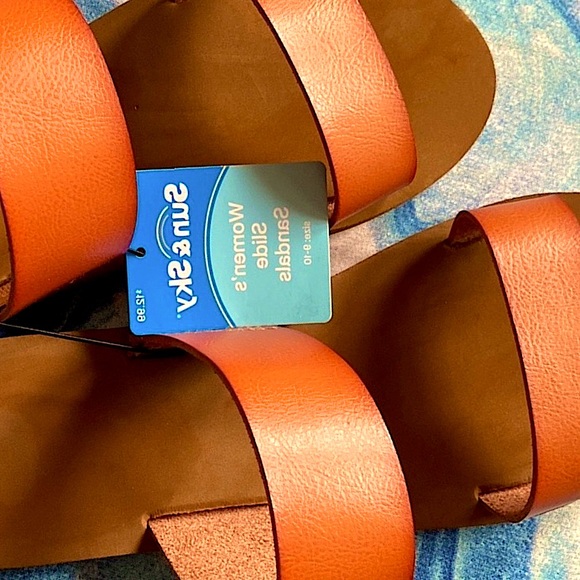 NWT Sz-9/10 Sun&sky BeachSandals Everyday TanSlides-Pair w/Shorts/Skirts/Dresses - Picture 2 of 12